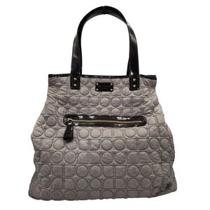 Kate Spade Quilted Tote‎ Bag Gray Patent Leather Trim Open Top